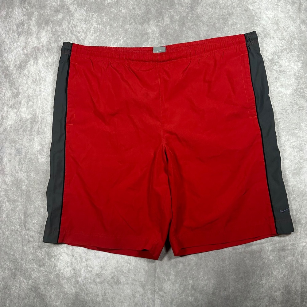 Nike Vintage Silver Tag Mens L Shorts Red Grey Mesh Lined Athletic Running